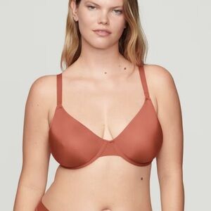 New CUUP‎ The Triangle Micro Underwire Bra Size 34E Clay Burnt Orange Microfiber
